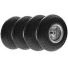 Outsunny Set of Four 10" Pneumatic Wheels for Barn Carts, Garden Cart Black