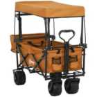 Outsunny Outdoor Push Pull Wagon Stroller Cart w/ Canopy Top Orange