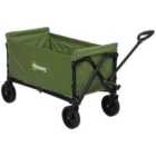 Outsunny 120L Folding Collapsible Wagon with Adjustable Handle, Green