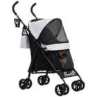 PawHut Lightweight Foldable Dog Stroller for Mini Dogs, Light Grey