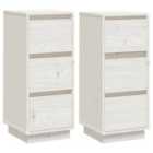 Vidaxl Sideboards 2 Pcs White 32X34X75 Cm Solid Wood Pine