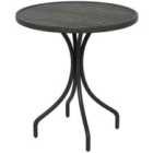Outsunny Round Garden Table Outdoor Side Table with Steel Frame Grey