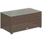Outsunny Outdoor Coffee Table, Glass Top Rattan Side Table, Brown