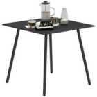 Outsunny Garden Table for 4 Person with Slat Top, Steel Frame, Black