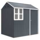 Outsunny 7 x 6 ft Metal Garden Shed Outdoor Storage Shed w/ Door, Dark Grey