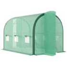 Outsunny Tunnel Greenhouse Upgraded Structure, Hinged Doors, 3 x 2(m), Green