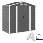 Outsunny 7 x 4ft Metal Garden Shed with Double Doors and Gloves, Dark Grey