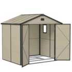 Outsunny 8 x 6ft Garden Shed Storage w/ Foundation Kit, Vents, Cream White