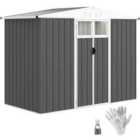 Outsunny 8 x 4 ft Garden Storage Shed, Outdoor Metal Shed, Dark Grey