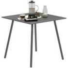 Outsunny Garden Table for 4 Person with Slat Top, Steel Frame, Grey