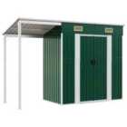 vidaXL Garden Shed With Extended Roof Green 277X107X181cm Steel