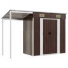 vidaXL Garden Shed With Extended Roof Brown 277X107X181cm Steel