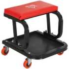 HOMCOM Workshop Stool, Rolling Mechanic Stool with 360 Degree Swivel, Red