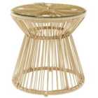Outsunny PE Rattan End Table, Round Hollow Drum Design Side Table, Natural
