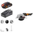 Worx WX531 20V Max Brushless Compact Circular Saw with 1 x 2.0Ah