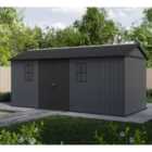 Keter Newton Plus Apex Outdoor Storage Shed Grey - 17 x 7.5ft