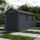 Keter Newton Plus Apex Outdoor Storage Shed Grey - 7.5 x 17ft