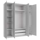 Wickes Claydon Grey Slab 6 Cabinet Quad Wardrobe with Shelves, Drawers, Plinth & Panels - 2333 x 2036mm