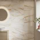 Wickes Calacatta Silk Gold Polished Porcelain Wall & Floor Tile - 600 x 300mm