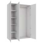 Wickes Claydon White Slab Triple Wardrobe with Shelves & Rail - 2250 x 1500mm