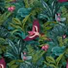 Rasch Tropical Rainforest Blue, Green & Pink Wallpaper - 10m
