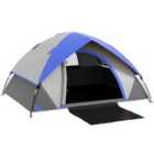 Outsunny 2 Man Camping Tent w/ Sewn-in Groundsheet, 3000mm Waterproof, Blue