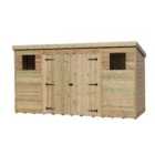 Empire 5000 Pent 12x4ft Wooden Garden Shed Double Door Centre Windows