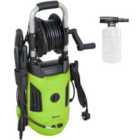 Outsunny 1800W Power Washer 150 Bar Pressure 6M Hose and Hose Reel, Green
