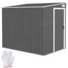 Outsunny 7 x 5FT Garden Shed w/ Foundation Lean to Metal Tool Shed Dark Grey