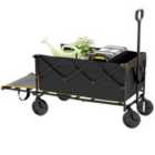 Outsunny 160L Folding Trolley Cart w/ Adjustable Handle, Black and Orange