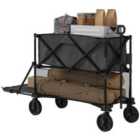 Outsunny Double Decker Folding Trolley Cart on Wheels, 200KG Capacity Black