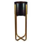 Botanik Metal Planter Stand Gold Black Metal Plant Pot 62cm x 18cm UK