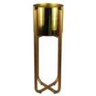 Leaf Tall Gold Stand with Gold Metal Planter 62cm x 18cm