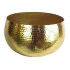 Leaf Bowl 32 x 20cm Planter Hammered Gold Colour - Straight Edge