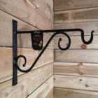 Tom Chambers Heavy Duty Handcrafted Metal 35cm Black Twisted Wall Bracket Hook For Garden Patio Hanging Basket Planter Bird Feeder