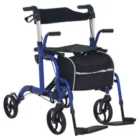 HOMCOM 2 in 1 Wheelchair & Folding Rollator Walker Combo, Pearl Blue