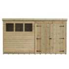 Empire 4500 Pent 14x3ft Wooden Garden Shed Double Door Right Windows