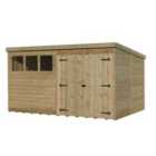 Empire 4000 Pent 12x8ft Wooden Garden Shed Double Door Right Windows