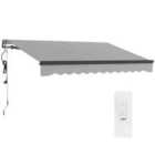 Outsunny 3 x 2.5m Electric Retractable Awning w/ Aluminium Frame Light Grey