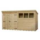 Empire 4000 Pent 12x7ft Wooden Garden Shed Double Door Le Windows