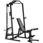 SPORTNOW Smith Machine Power Rack with Pull Up Bar, Lat Pull Down System