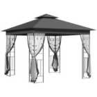 Outsunny 3 x 3(m) Garden Gazebo Marquee Tent Canopy Shelter Pavilion Grey