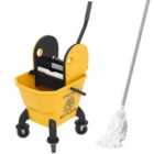 HOMCOM Mop Bucket with Wringer on Wheels for Floor Cleaning 26 Litre Yellow