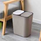Garden Sanctuary 15L Rubbish Dustbin Double Recycling Bin 2 Section - Grey