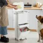 Garden Sanctuary 49L 3-Tier Plastic Trash Bin With Inner Bucket