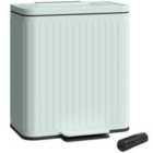 HOMCOM 2 x 20L Double Rubbish Bin, Pedal Bin with Soft-Close Lid, Green