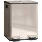 Homcom 2 X 20L Dual Kitchen Bin Pedal Bin For Recycling And Waste, Gold Tone