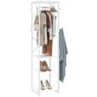 HOMCOM Clothes Rail with Storage Shelf and Hooks, Clothes Rack, White