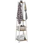 HOMCOM Clothes Rack with Storage, Garment Rack with 8 Hooks and 3-Tier Shelf