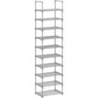 Songmicshome Large 10-shelf Shoe Rack, 45 X 30 X 174 Cm, Grey